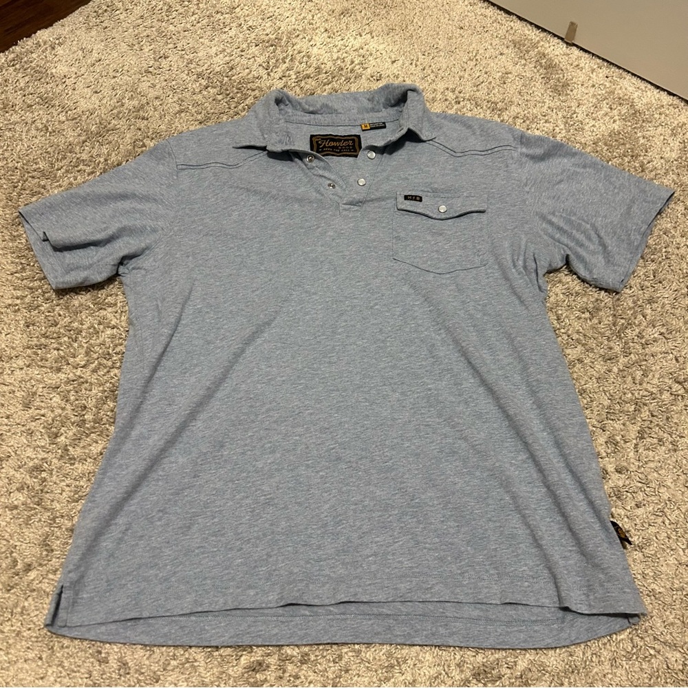 Light blue howler bros quarter button up tee